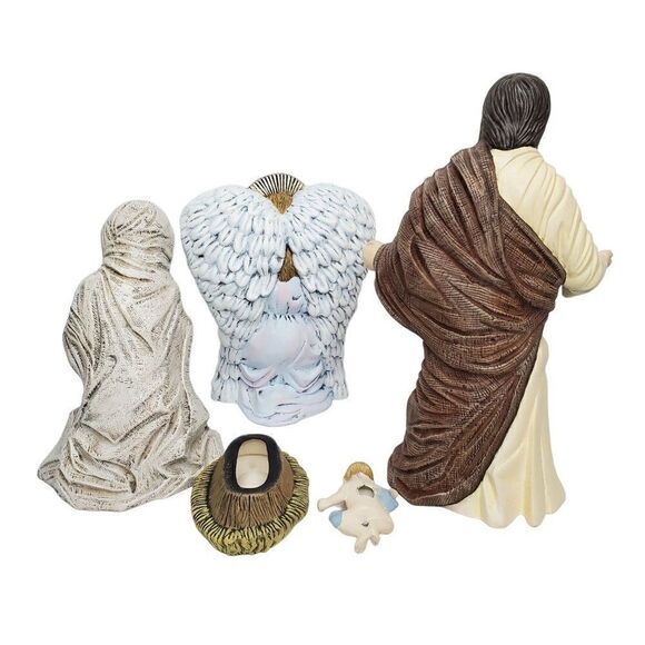 Vtg 90s Chalkware Nativity Set Angel Mary Joseph Baby Jesus Religious Christmas - Picture 3 of 8